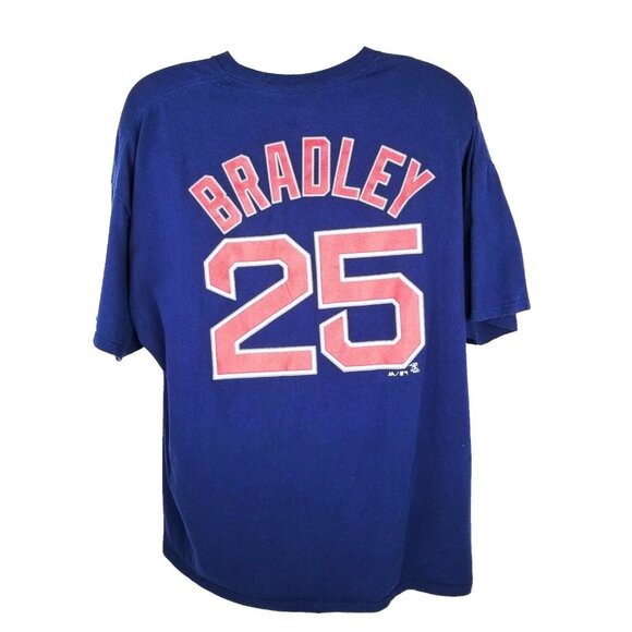Majestic Boston Red Sox T Shirt Bradley 25 Mens Size 2XL Blue MLB Baseball - Picture 2 of 10